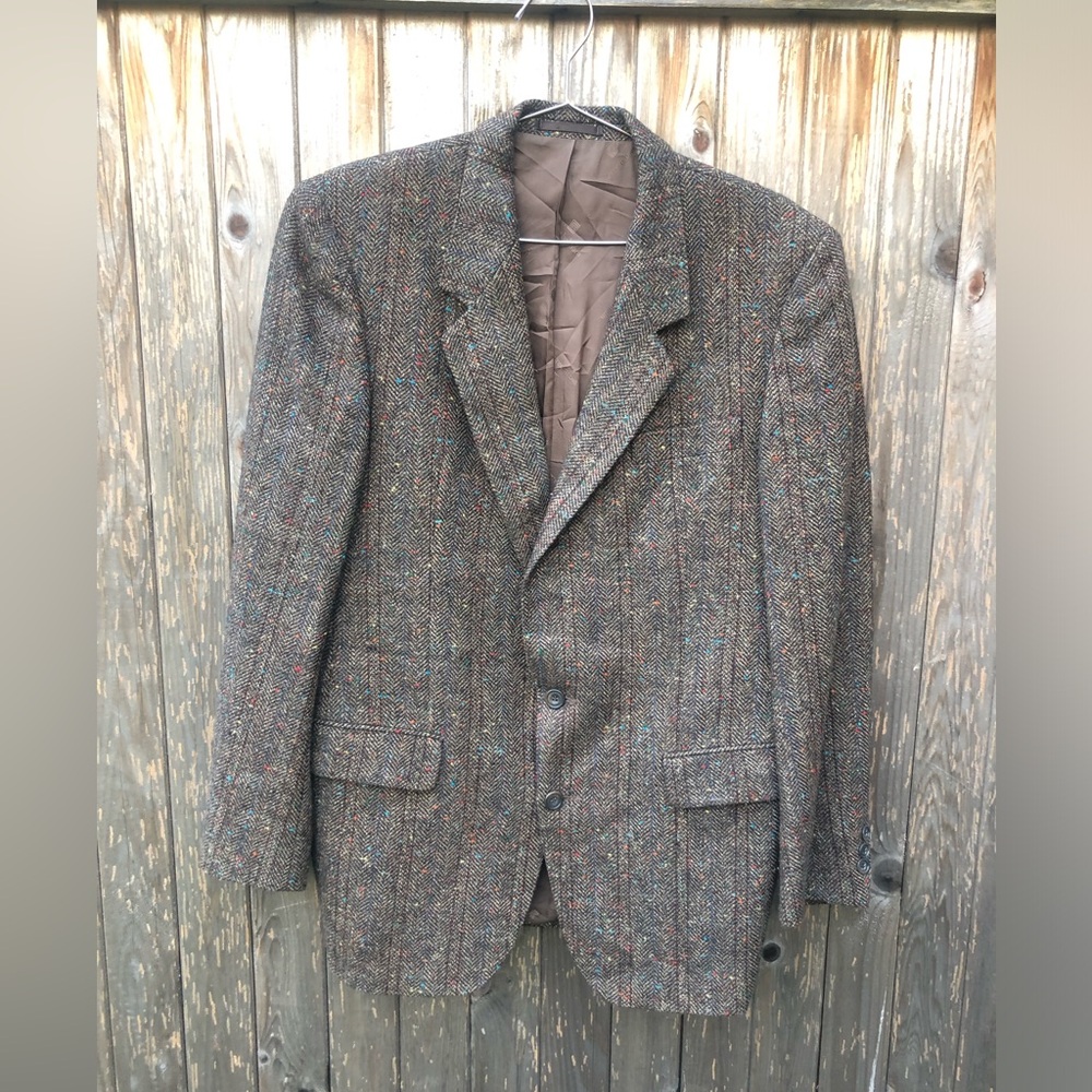 Pierre Balmain Brown Tweed Blazer with Multicolor Flecking
